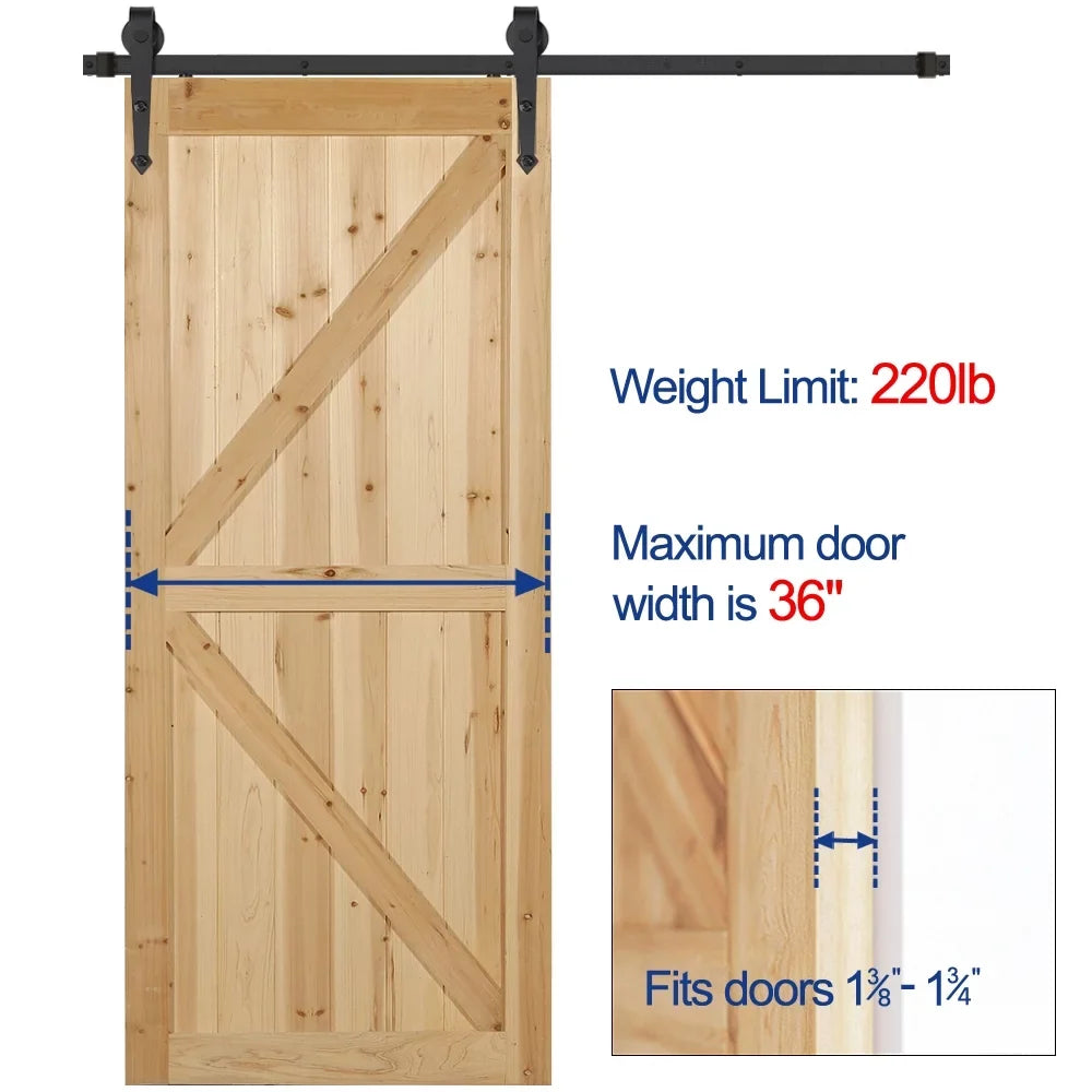 Easyfashion Arrow Design Black Steel Single-door 6 Ft Sliding Track Barn Door Hanging Hardware Kit