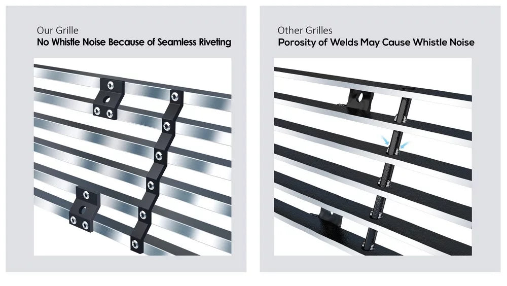 APS Premium Stainless Steel Silver Horizontal Billet Grille Compatible with Toyota RAV4 2006-2008 Main Upper N19-C06468T
