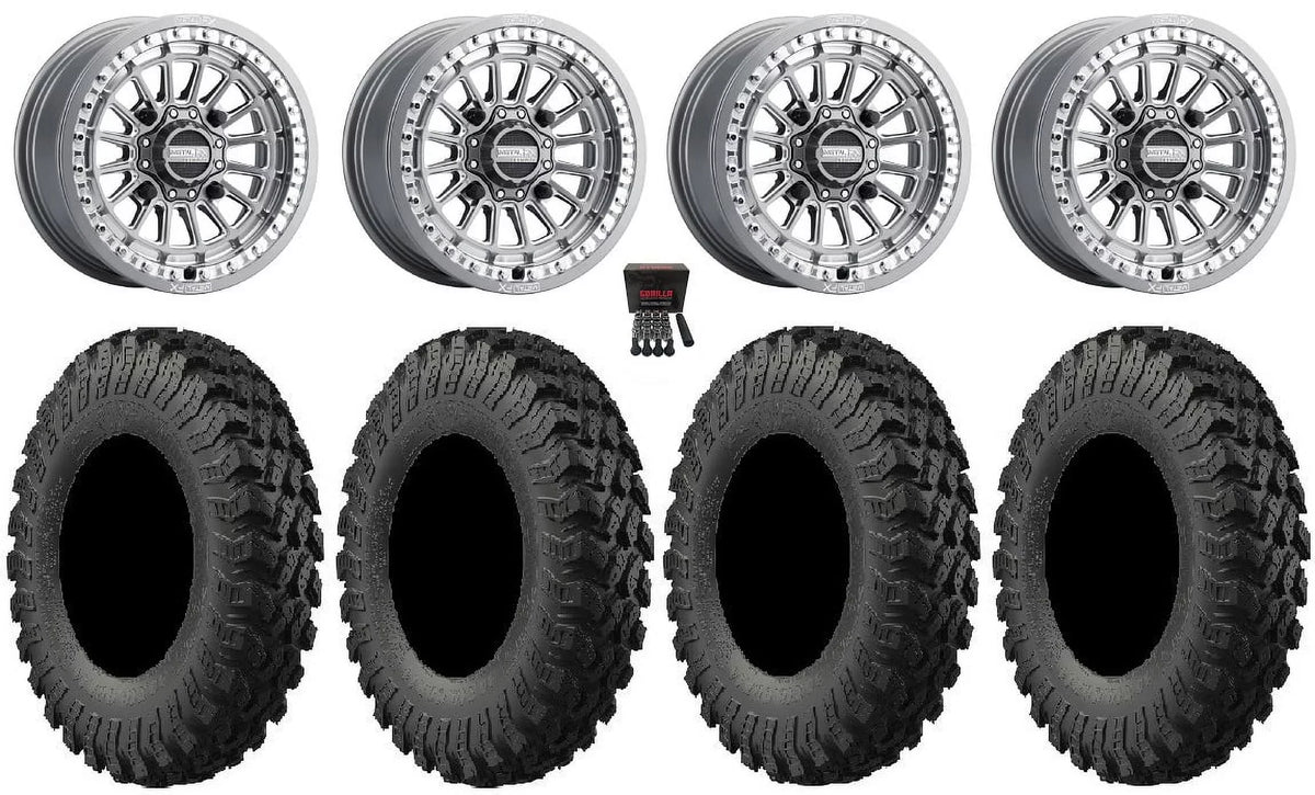 MetalFX Delta Bdlk CC 15" Wheels Gm 32" MotoRally Tires Can-Am Maverick X3 / Honda Pioneer 1000 / Talon