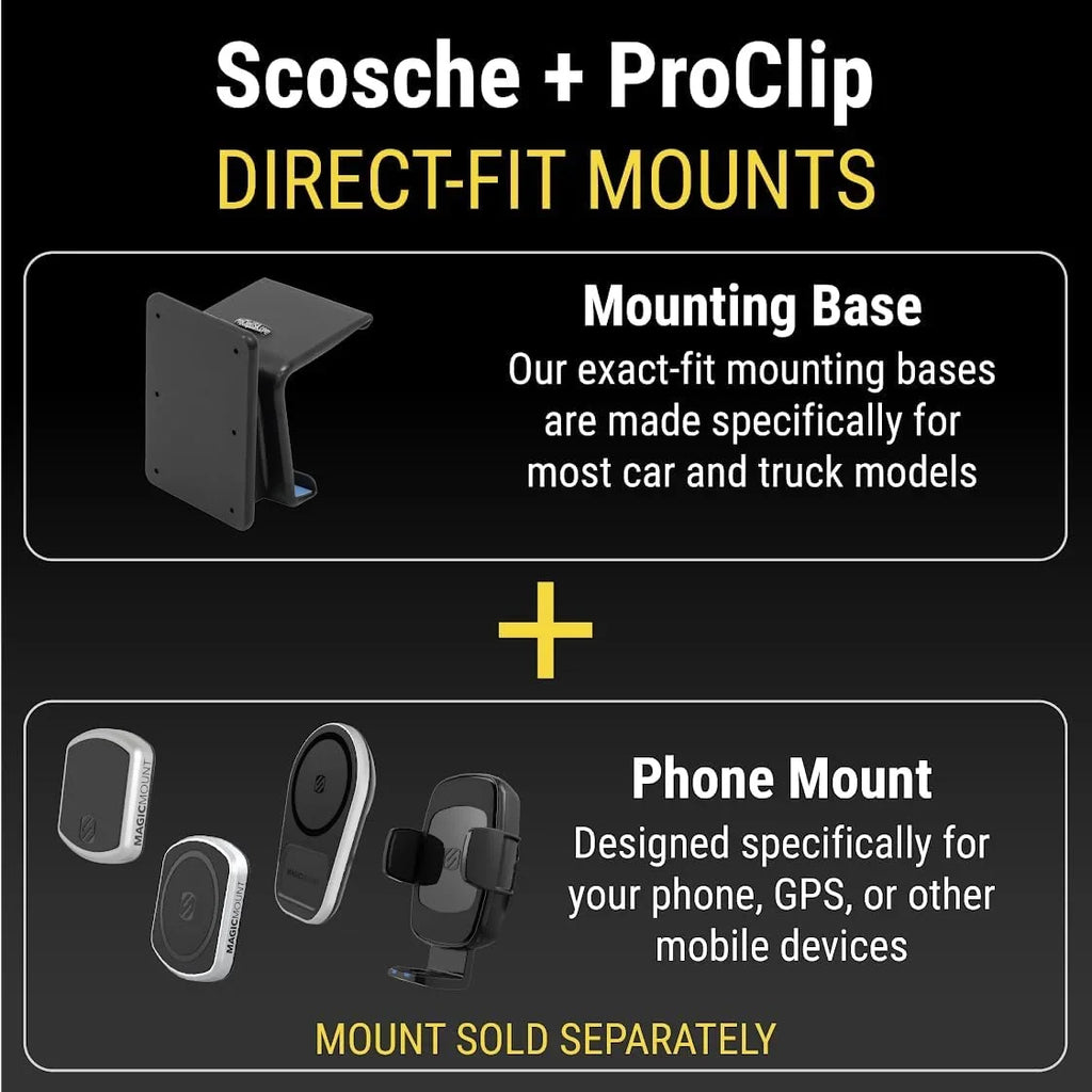 Scosche PC855700 ProClip Center Dash Phone Mount Compatible with 2021-2023 Ford Bronco SUVs (Mounting Base Only)