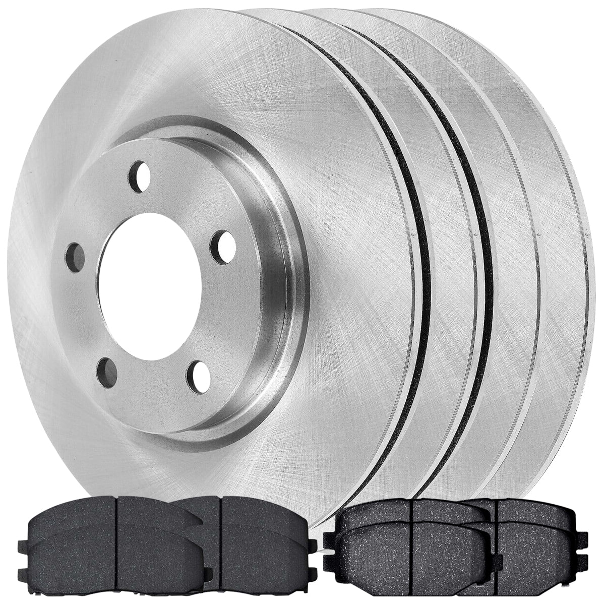 AutoShack Front and Rear Brake Rotors and Memory Pads Kit Replacement for 2012-2020 Dodge Grand Caravan Journey 2012-2016 Chrysler Town & Country 2013-2015 Memory C/V 2012 VW Routan 2.4L 3.6L V6 AWD FWD