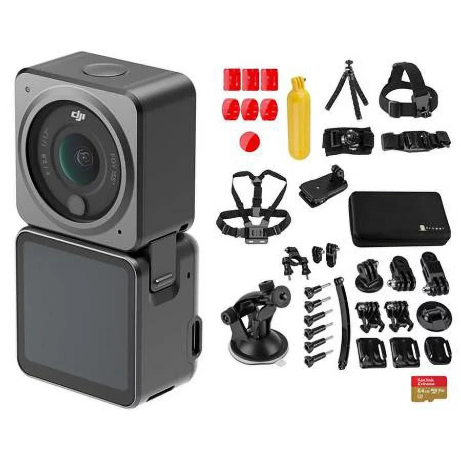 Action 2 4K Ultra HD Display Combo Camera Bundle with 64GB microSD Memory Card, Froggi Extreme Sport 40-pc Accessories Kit