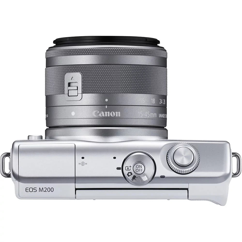 Canon EOS M200 Mirrorless Camera with 15-45mm and 55-200mm Lenses (White) (3700C009) + 64GB Card + Charger + LPE12 Energy Source + Card Reader + Processor Photo Software + HDMI Cable + Case + More