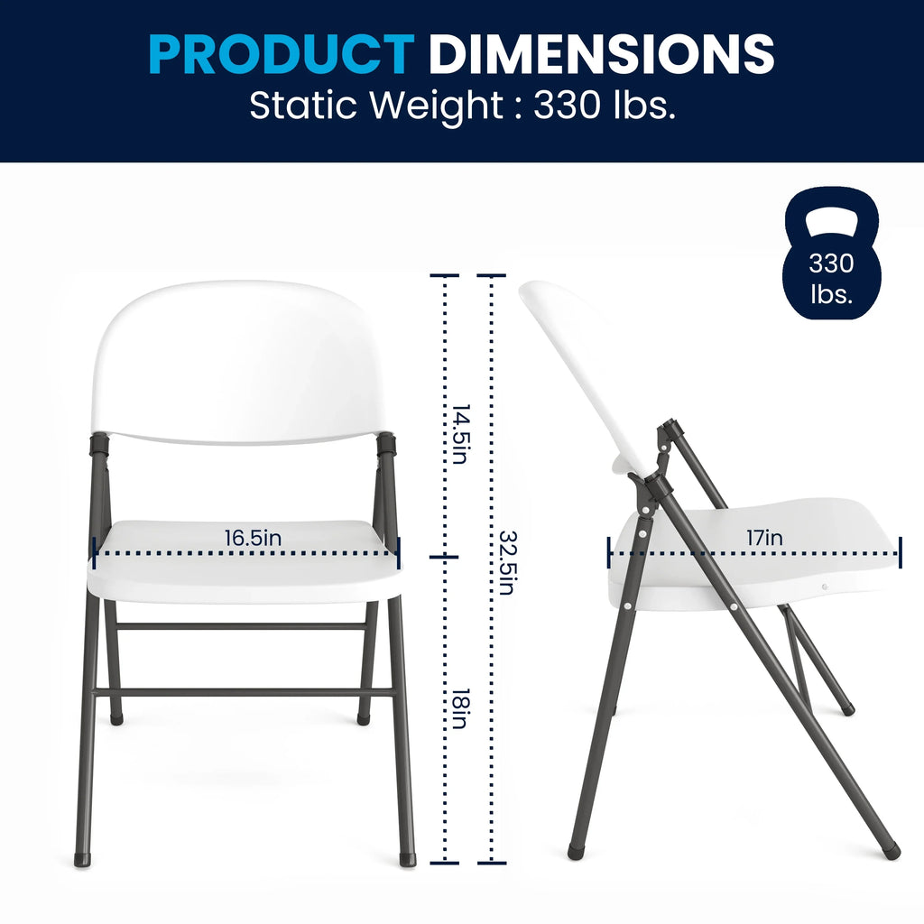 Flash Furniture HERCULES Series 330 lb. Capacity Granite White Plastic Folding Chair with Charcoal Memory