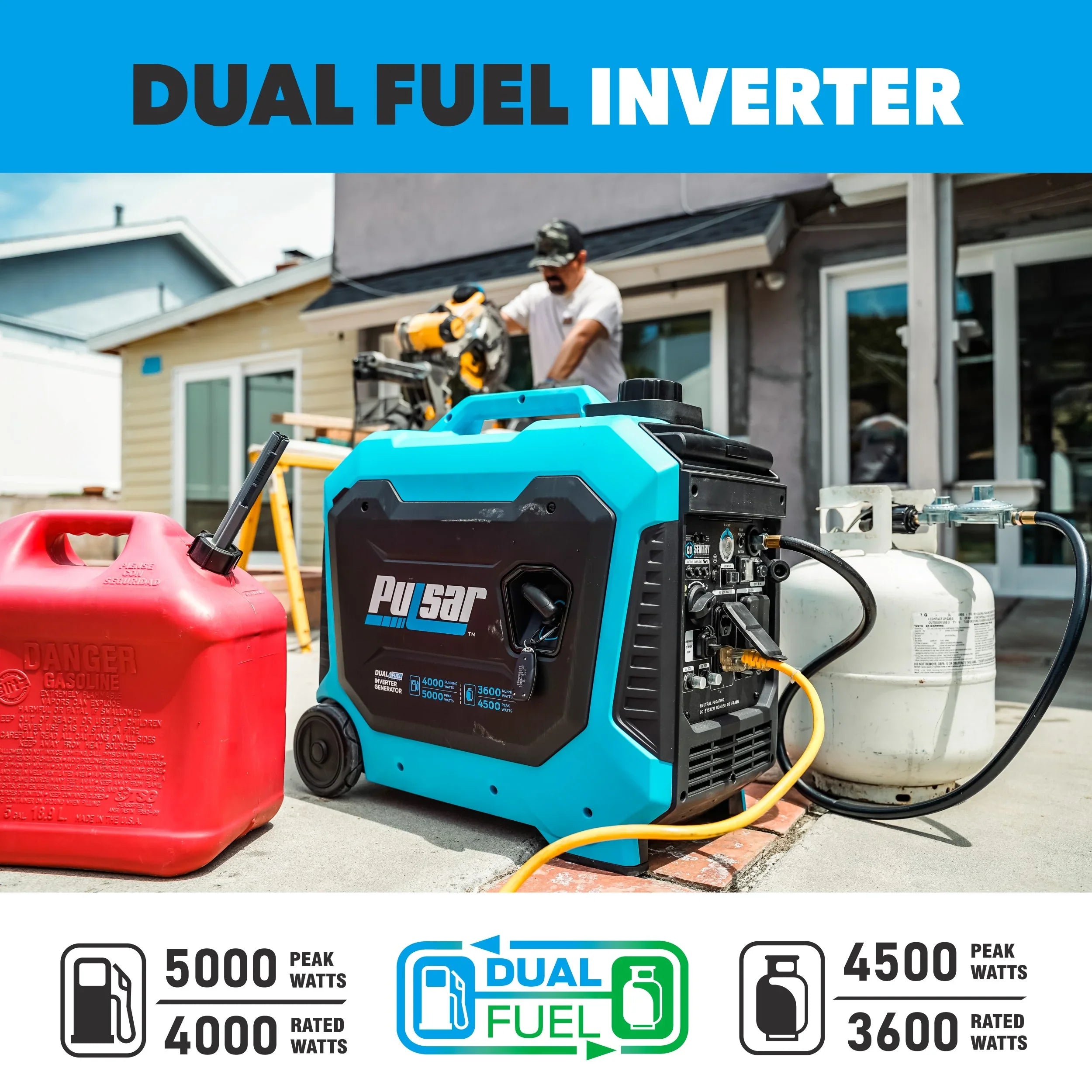 Pulsar 5000-Watt Fuel RV Ready Inverter Generator with Remote Start and CO Sentry
