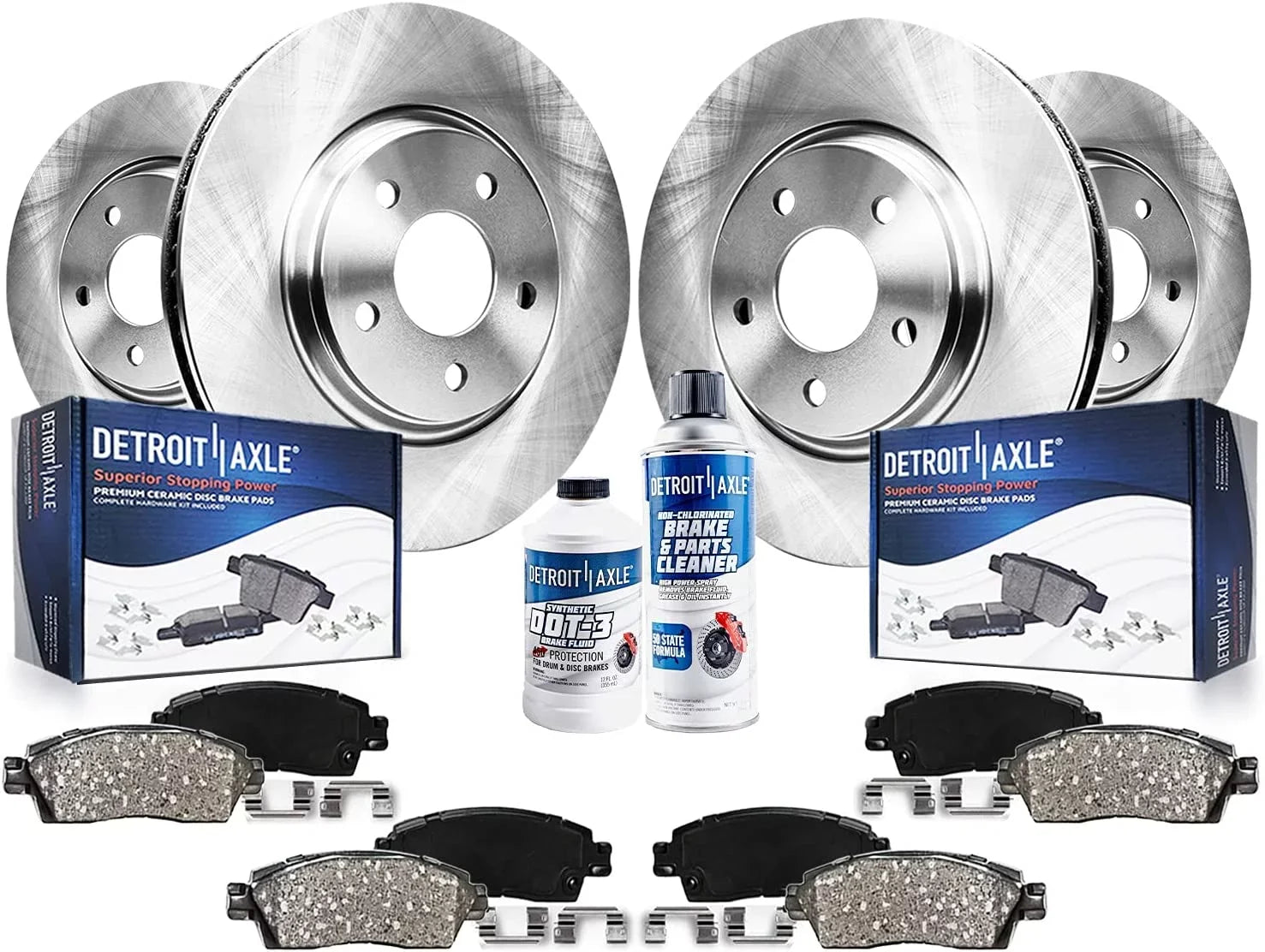 Detroit Axle - 5 Lugs Brake Kit for 08-13 Nissan Rogue 2008 2009 2010 2011 2012 2013 Disc Brake Rotors Random Access Memory Brakes Pads Replacement Front and Rear