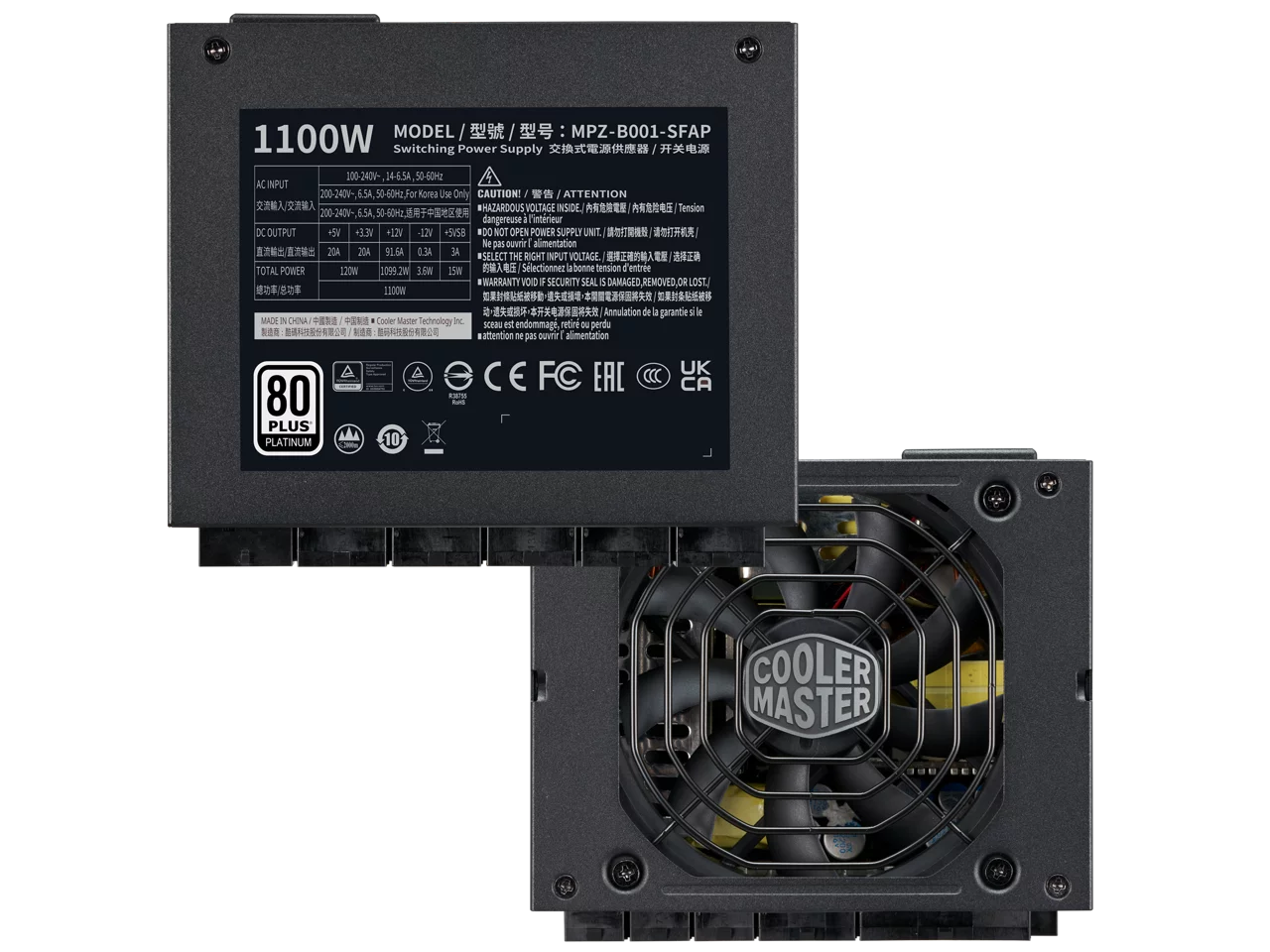 Cooler Master V1100 SFX Platinum Fully Modular, Fully ATX3.0, 1100W SFX, 80+ Platinum Efficiency, ATX Bracket Included, SFX Form Factor (MPZ-B001-SFAP-BUS)