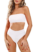 Pink Queen Women's Removable Strap Wrap Pad Cheeky High Waist Bikini Set Swimsuit White L