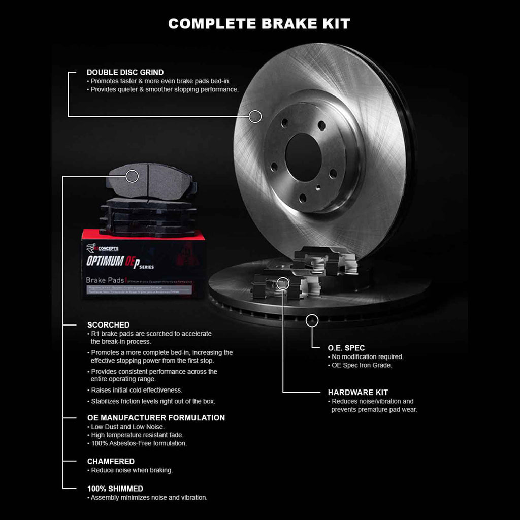 R1 Concepts Wfuh1 42108 R1 Concepts Brake Rotor Blank With Optimum Oe Pads & Fits select: 2014-2022 JEEP CHEROKEE, 2015-2017 CHRYSLER 200
