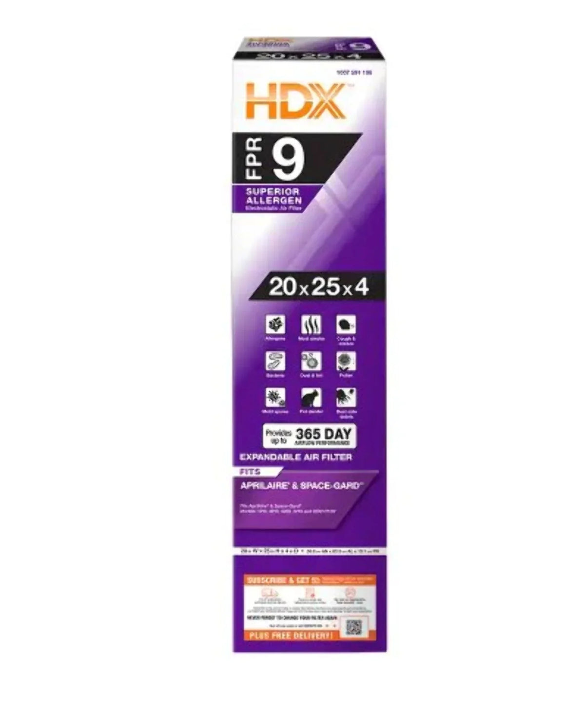 HDX 20 in. X 25 in. X 4 in. AprilAire/Space-Guard Replacement Pleated Air Filter FPR 9, MERV 11