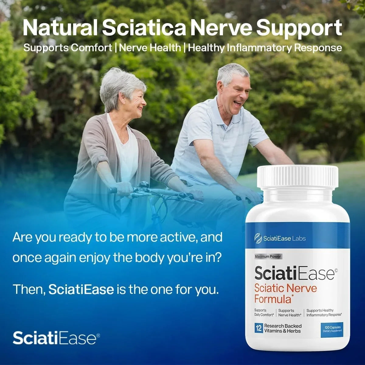SciatiEase Sciatic Nerve Health Support - Supplement with AlphaPalm, Pea, Vitamin B Complex, Alpha Lipoic Acid 300mg - 120 Capsules - Nerve Support Formula