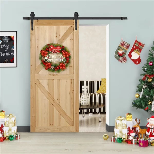 Easyfashion Arrow Design Black Steel Single-door 6 Ft Sliding Track Barn Door Hanging Hardware Kit