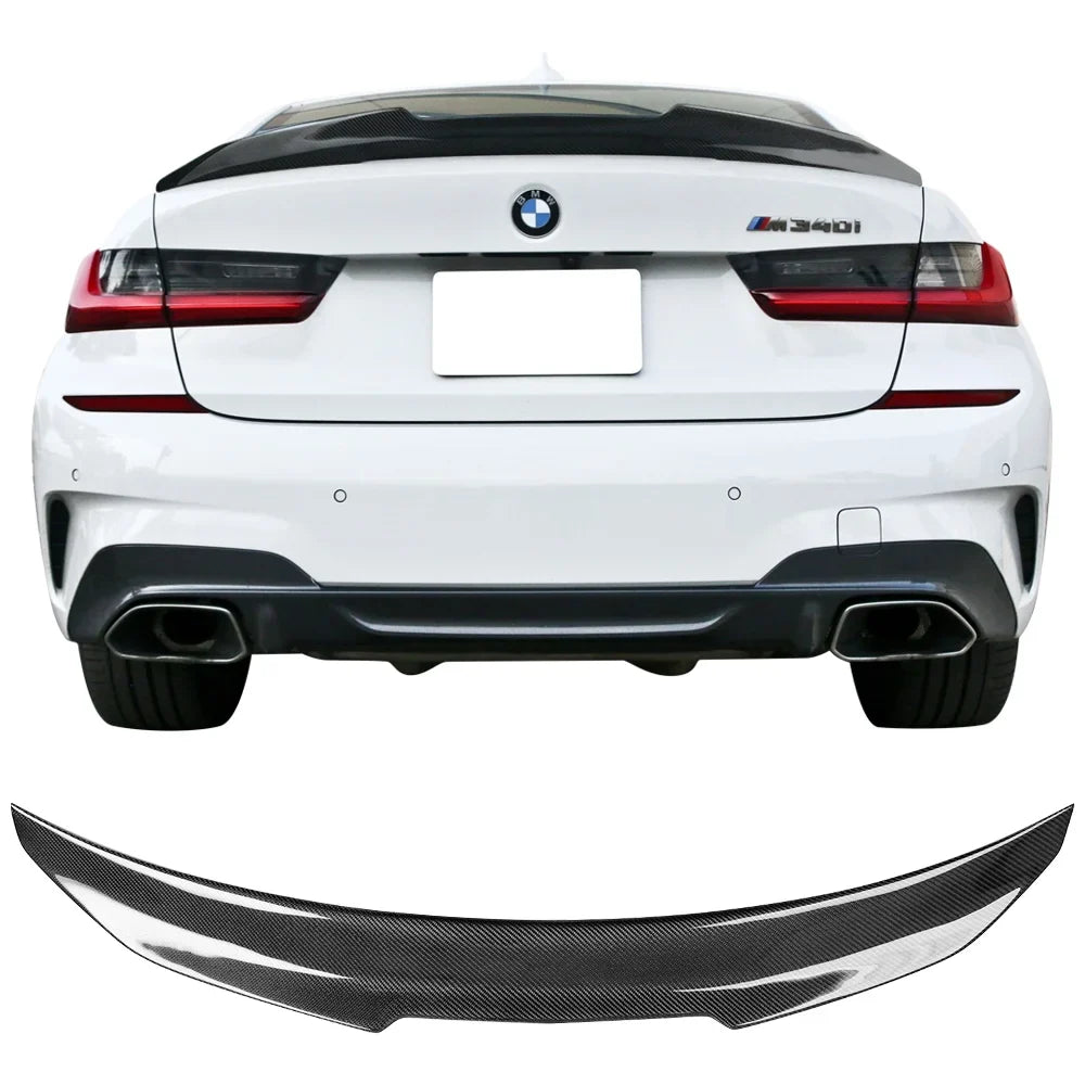 Ikon Motorsports Compatible with 19-23 BMW 3-Series G20 PSM Style Rear Trunk Spoiler Wing Carbon Fiber 2019 2020