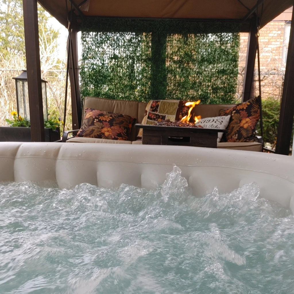 ALEKO 145 Gallon 2 Person Brown Oval Inflatable Jetted Hot Tub with Cover