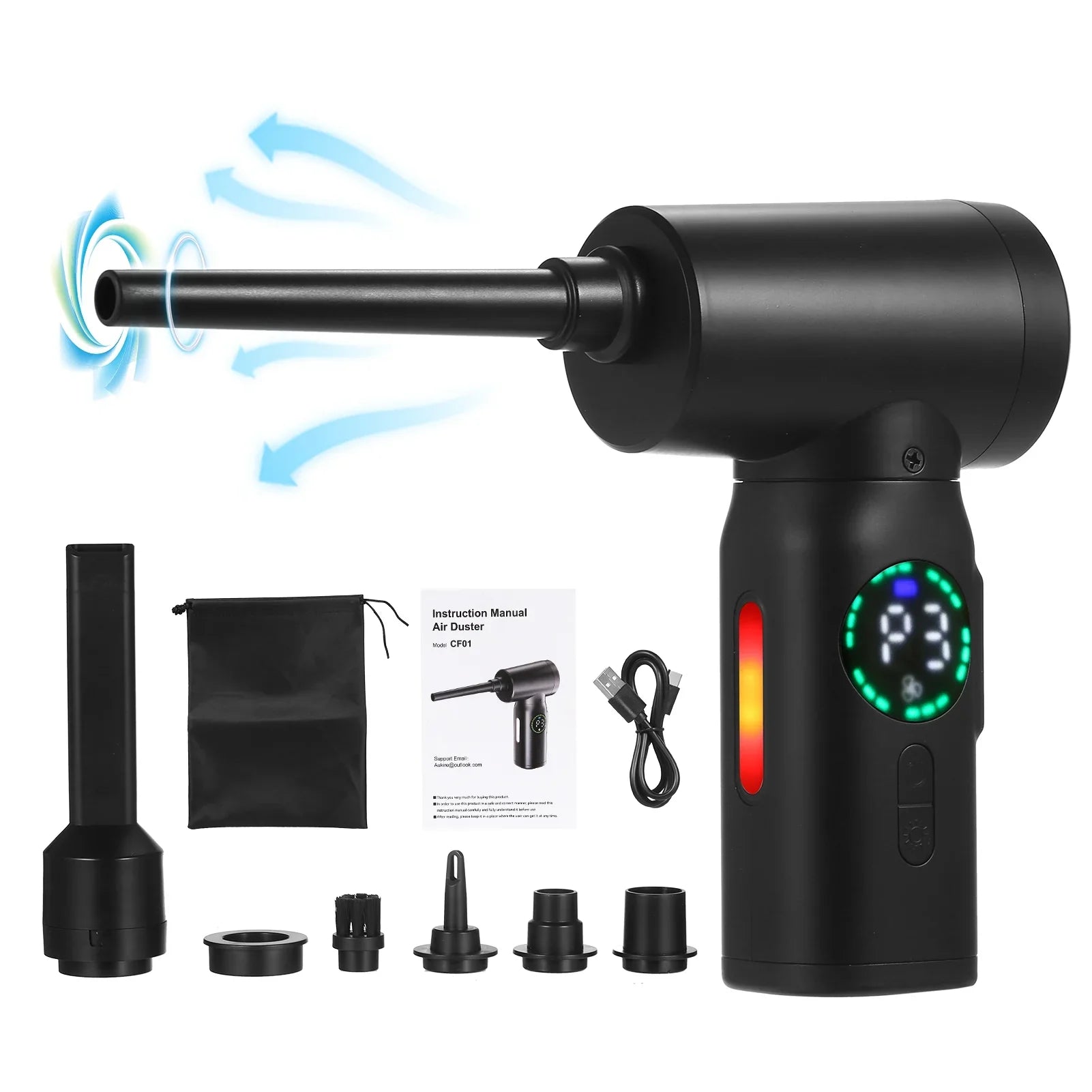 Pinnaco Compressed Air Duster Cleaner Brush Motor 100W - Efficient Electric Dust Blower for Computers, Cars, and More
