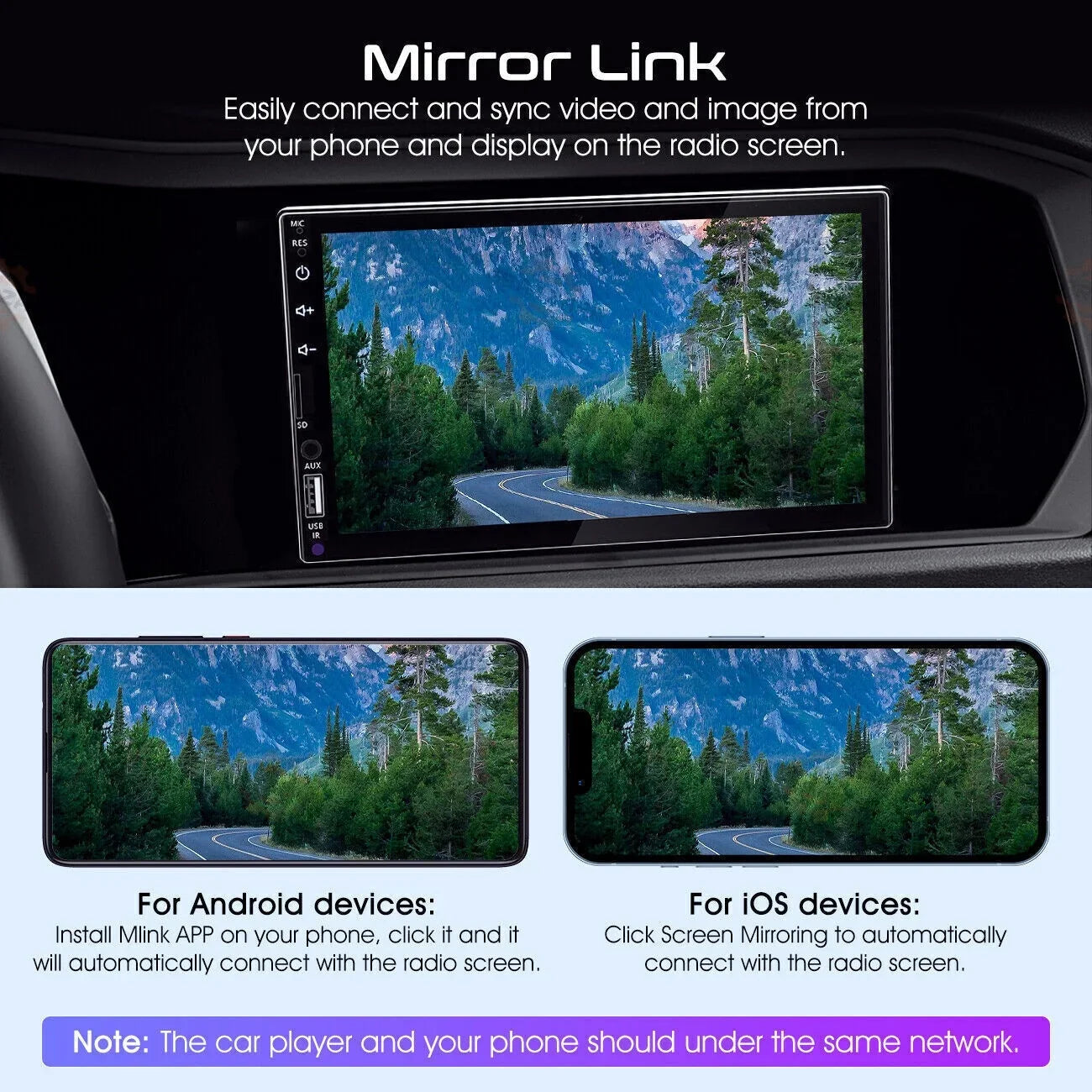 Double 2Din 7" Car Stereo Android/Apple Carplay Radio Touch Panel Player + 12LED Camera