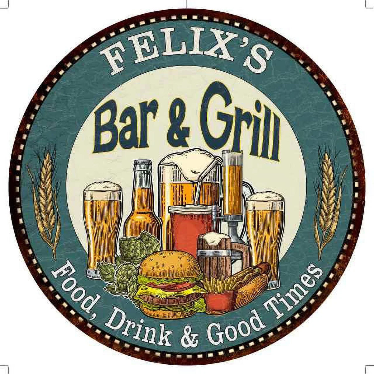 FELIX'S Bar and Grill 12" Round Metal Sign Kitchen Wall Decor 200120023164