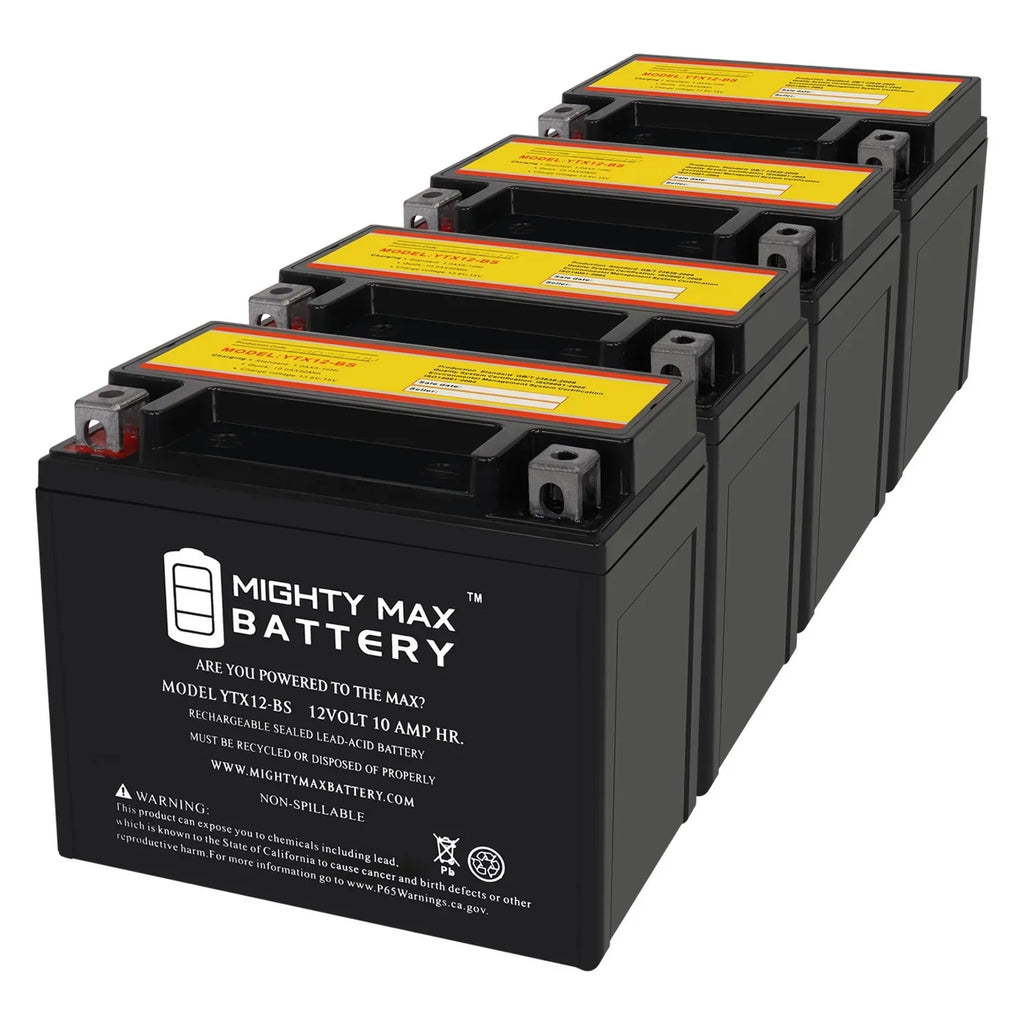 YTX12-BS 12V 10Ah Replacement Cell compatible with Suzuki GSX-R1000, Z 01-04 - 4 Pack