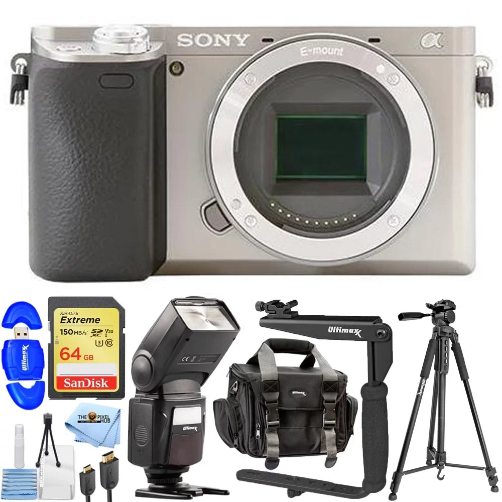 Sony Alpha a6400 Mirrorless Digital Camera (Body Only Silver) - 10PC Accessory Kit