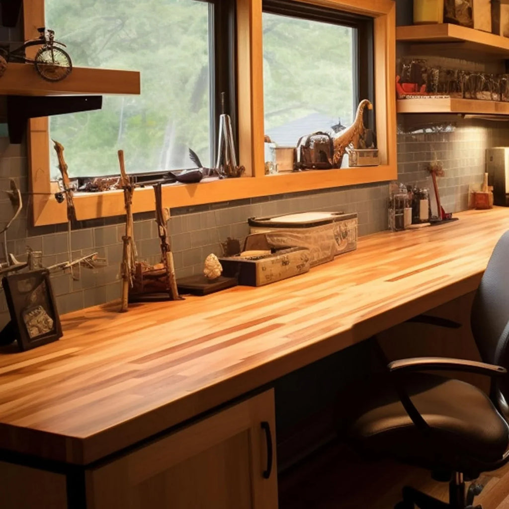 Butcher Block Counter Top, Grown Cherry Solid Hardwood Countertop, Wood Slabs For Kitchen, Reversible, Both Side Polished, Prefinished With Food-Safe Oil, 1.5" Thickness, 60" L X 25" W