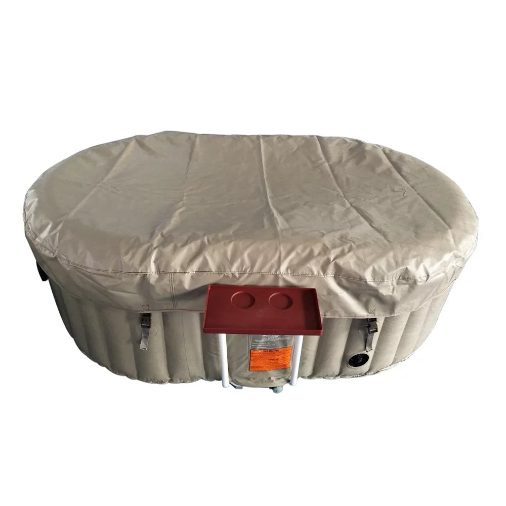 ALEKO 145 Gallon 2 Person Brown Oval Inflatable Jetted Hot Tub with Cover