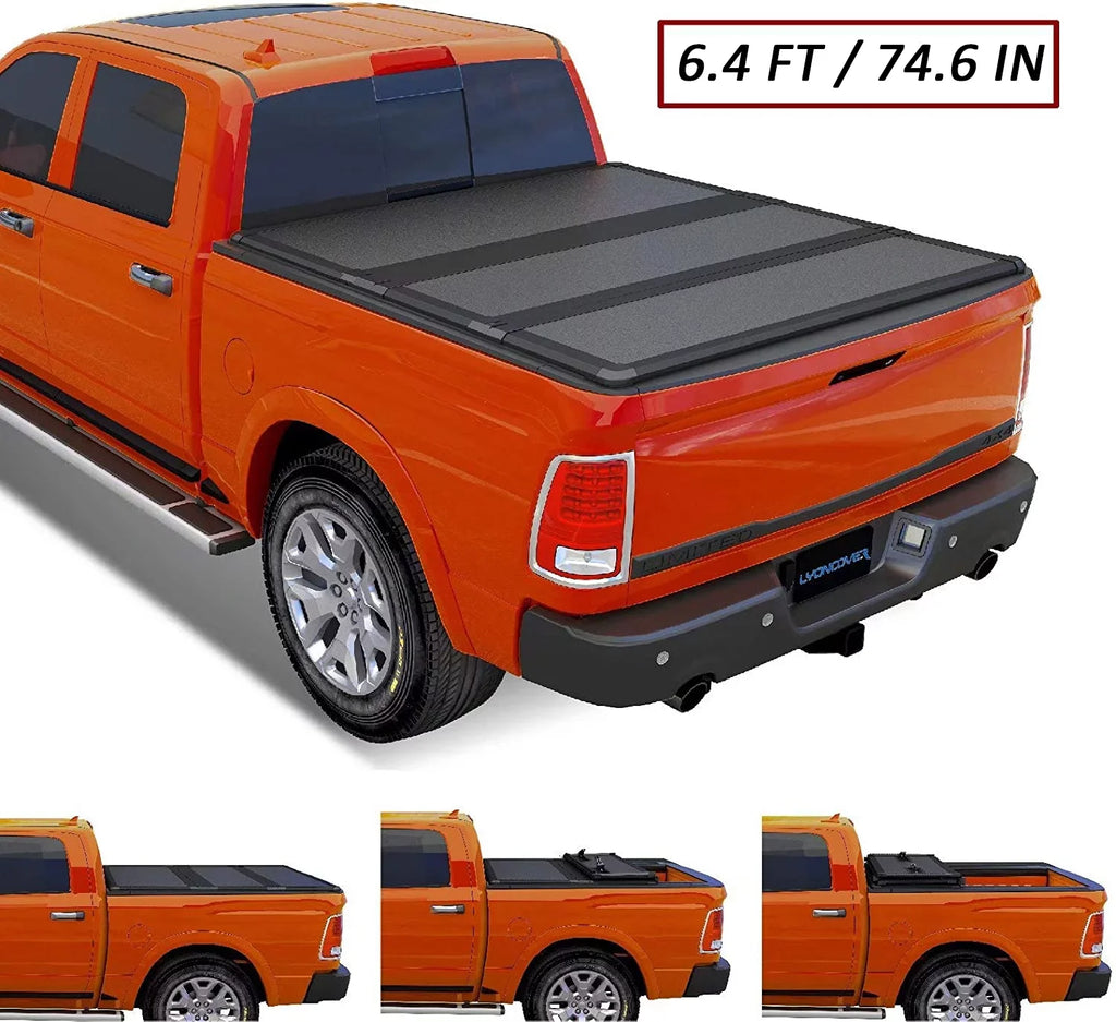 Kikito Professional FRP Hard Tri-Fold Truck Bed Tonneau Cover for 2003-2024 Memory 1500 2500 3500 6.4ft (74.6in) Bed Without | Memory & Deckrail System |