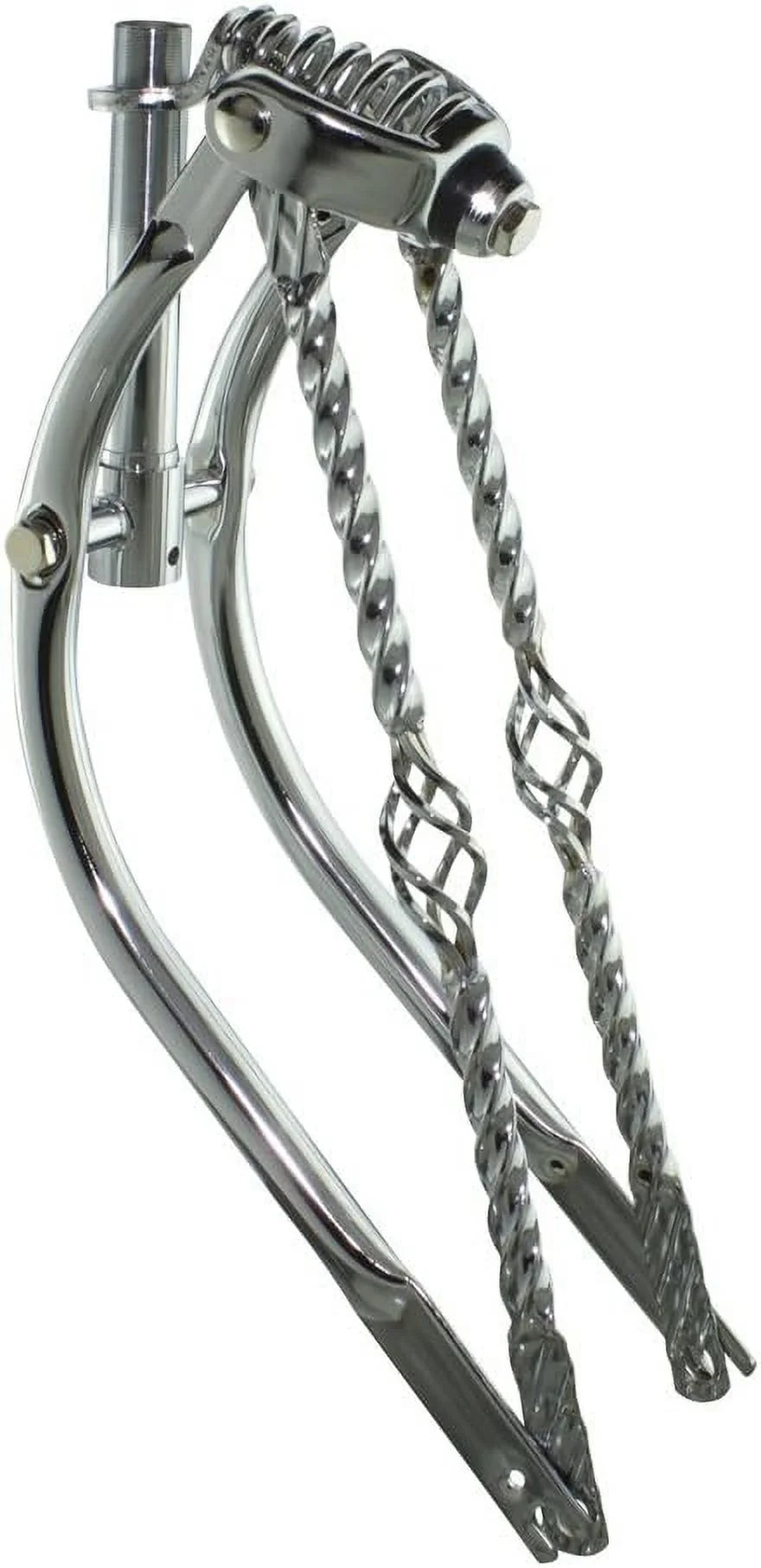 Bent Spring Fork 1" With Cage Twisted Bars Chrome