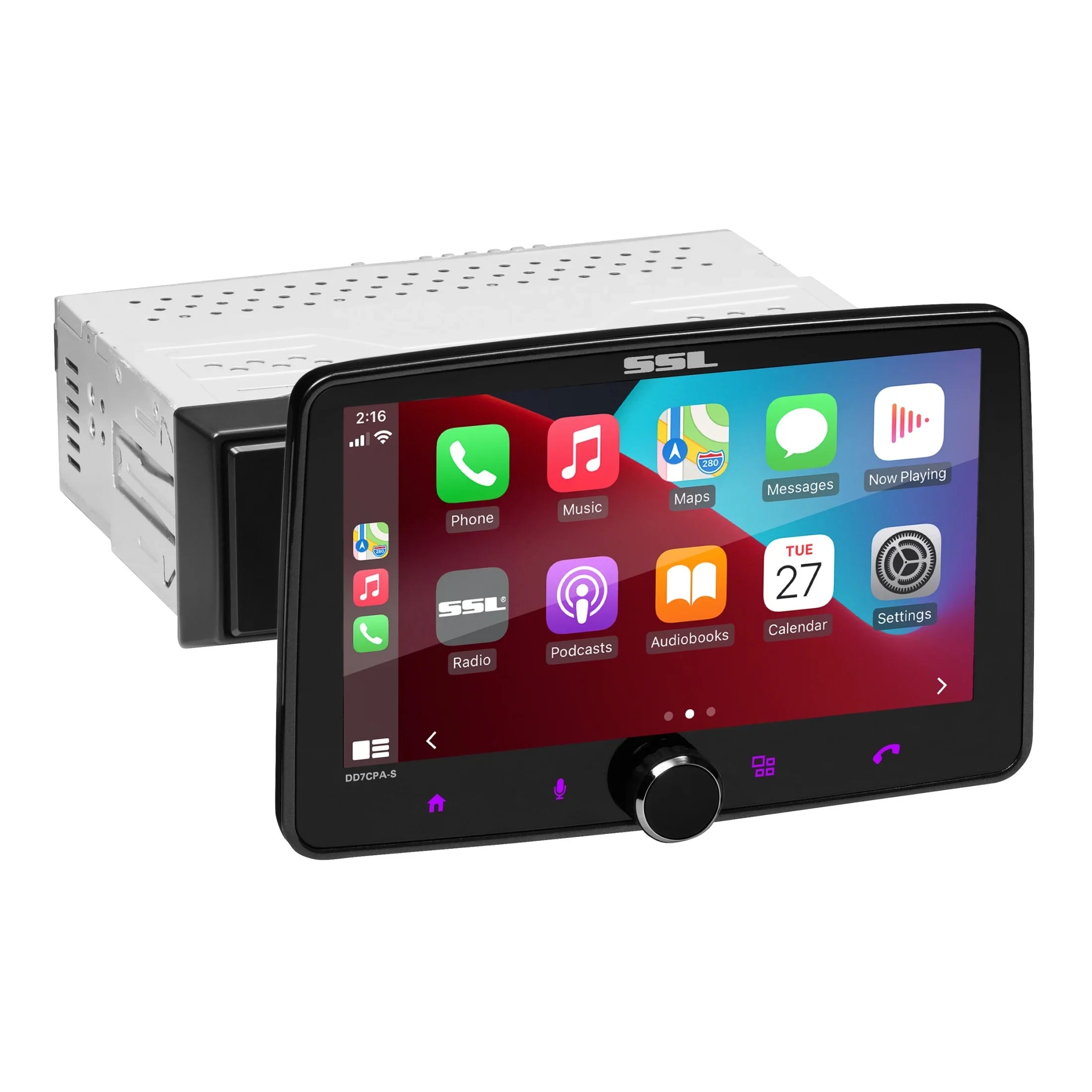 Sound Storm Laboratories DD7CPA-S Car Audio Stereo System - Apple CarPlay, Android Auto, Single Din with 7 Inch Panel Bluetooth Audio & Calling Head Unit, No CD Player, Radio Receiver
