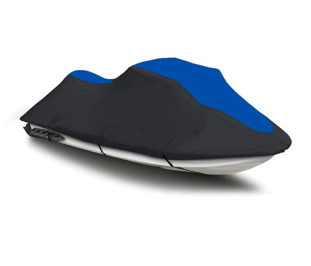 BLACK / BLUE HEAVY-DUTY, 600 DENIER Jet Ski Cover PWC Cover Compatible for Kawasaki 750 STX 1994 1995 1996 1997 1998