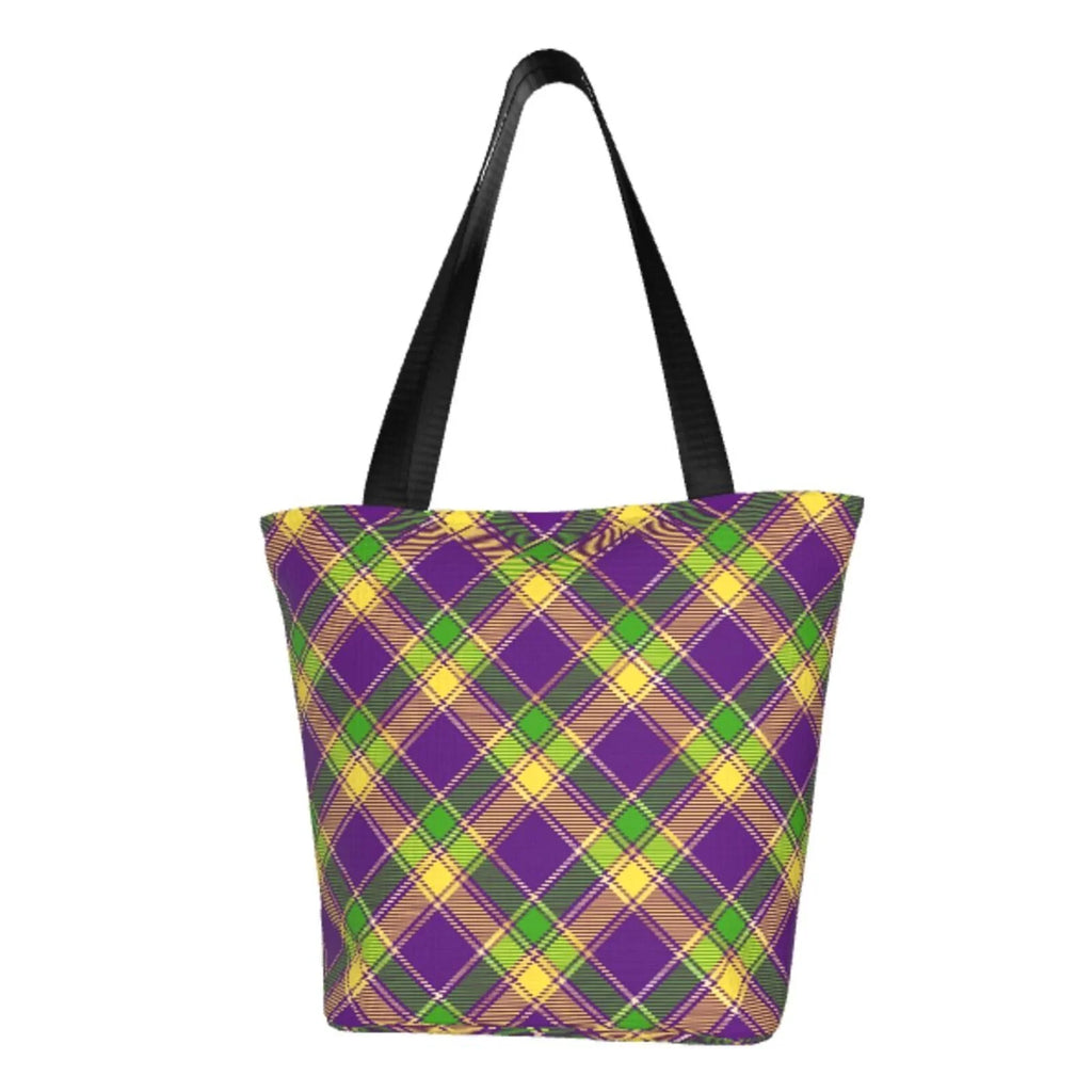Lukts Mardi Gras Plaid Tote Bag,Shoulder Bag Women'S Hobos Handbags Large Capacity Shopping Bag