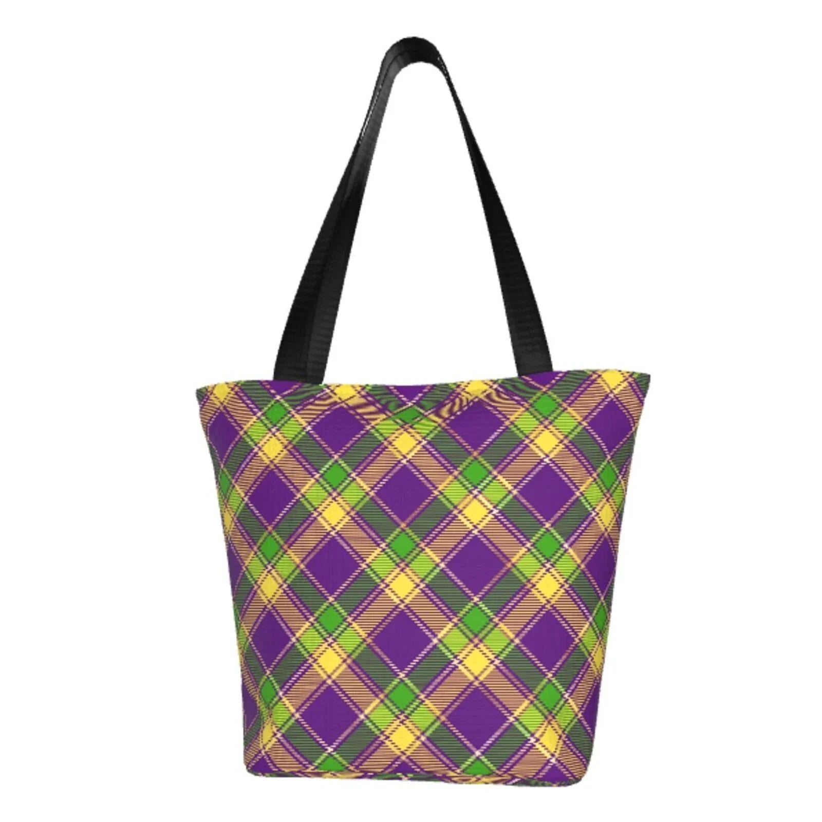 Lukts Mardi Gras Plaid Tote Bag,Shoulder Bag Women'S Hobos Handbags Large Capacity Shopping Bag