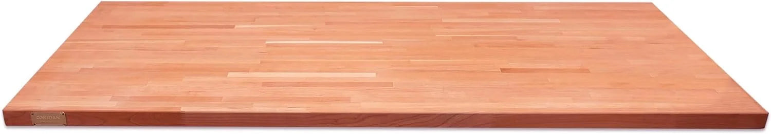 Butcher Block Counter Top, Grown Cherry Solid Hardwood Countertop, Wood Slabs For Kitchen, Reversible, Both Side Polished, Prefinished With Food-Safe Oil, 1.5" Thickness, 60" L X 25" W