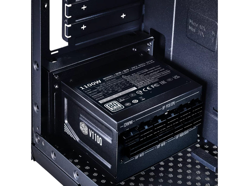 Cooler Master V1100 SFX Platinum Fully Modular, Fully ATX3.0, 1100W SFX, 80+ Platinum Efficiency, ATX Bracket Included, SFX Form Factor (MPZ-B001-SFAP-BUS)
