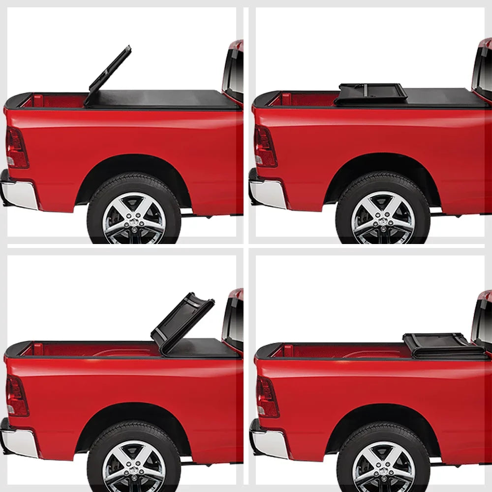Short Bed Tonneau Cover 5.7Ft Soft Tri-Fold Fleetside for 09-21 Storage 1500/2500 Fits select: 2009,2011-2012 DODGE Memory 1500