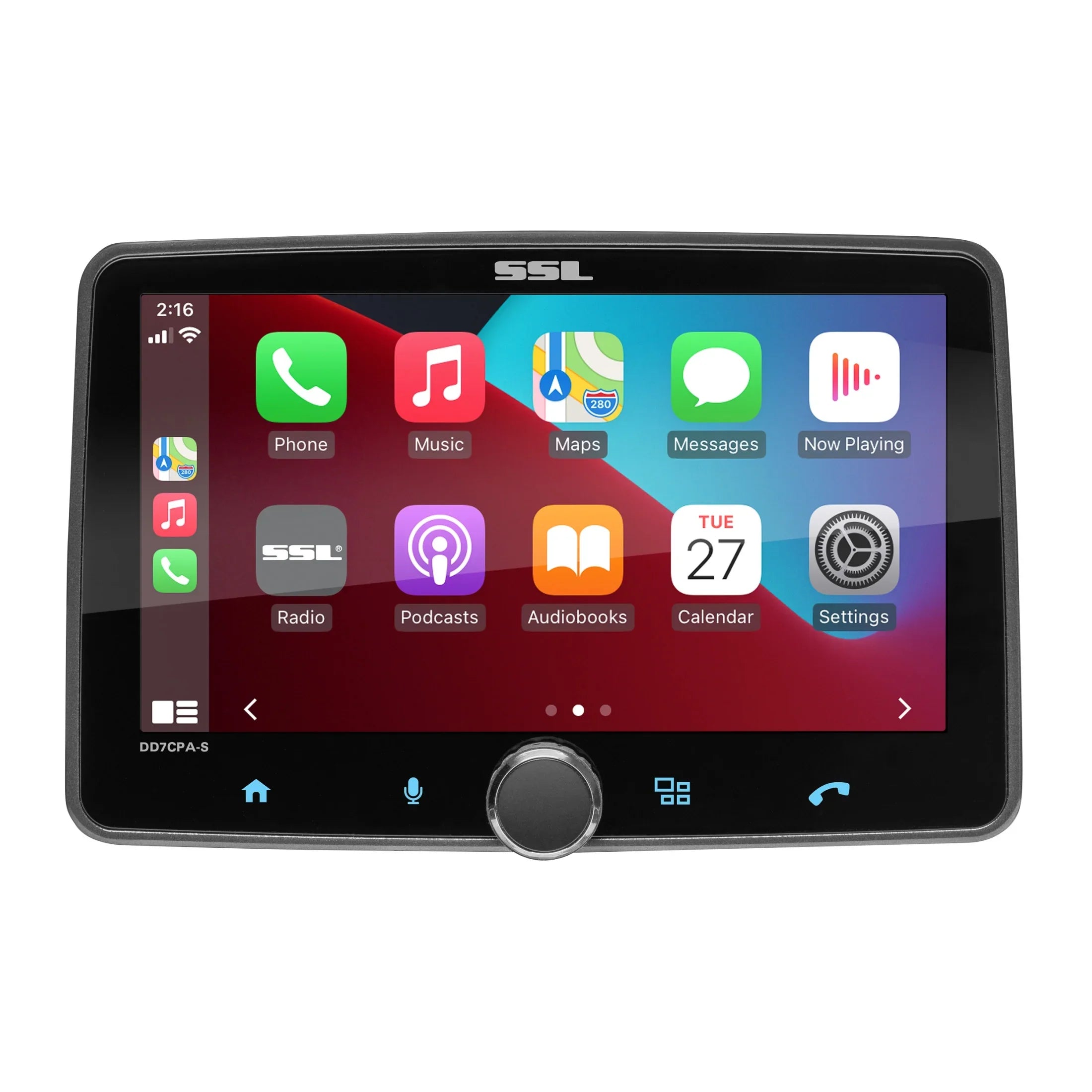 Sound Storm Laboratories DD7CPA-S Car Audio Stereo System - Apple CarPlay, Android Auto, Single Din with 7 Inch Panel Bluetooth Audio & Calling Head Unit, No CD Player, Radio Receiver