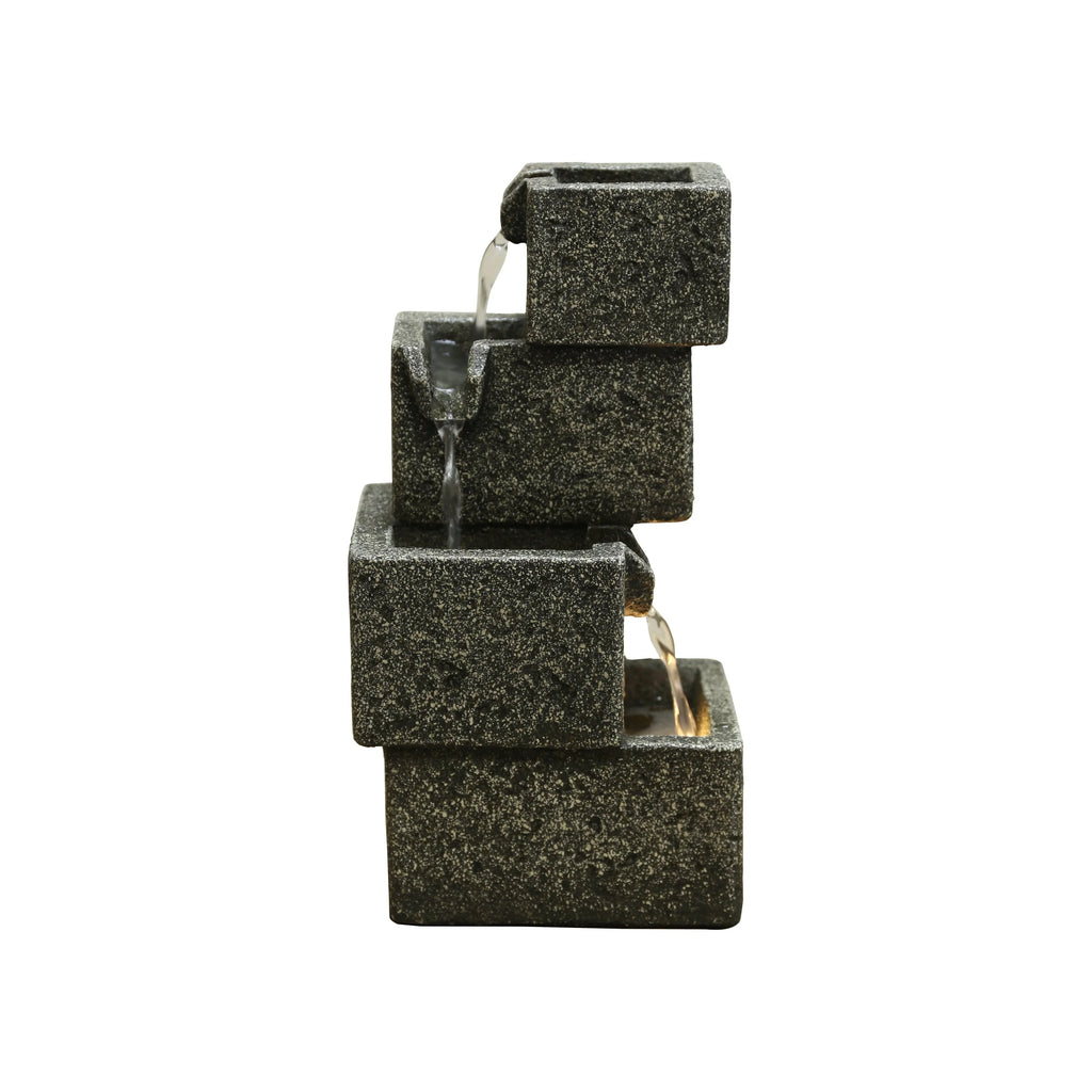 Concrete Crates Fountain With Warm White LED Lights