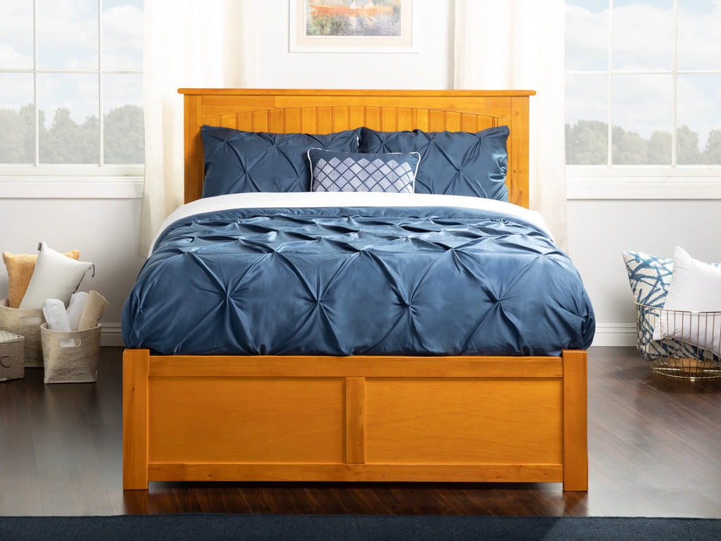 AFI Nantucket Full Size Platform Bed with Panel Footboard and Full Size Trundle in Memory Latte