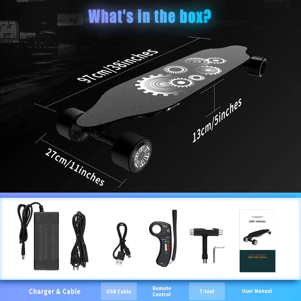Electric Skateboard,BRC Electric Longboard with 1200W Motor, 25 Mph Top Speed & 15 Miles Range, 4-Speed Modes Skateboards and Remote Control
