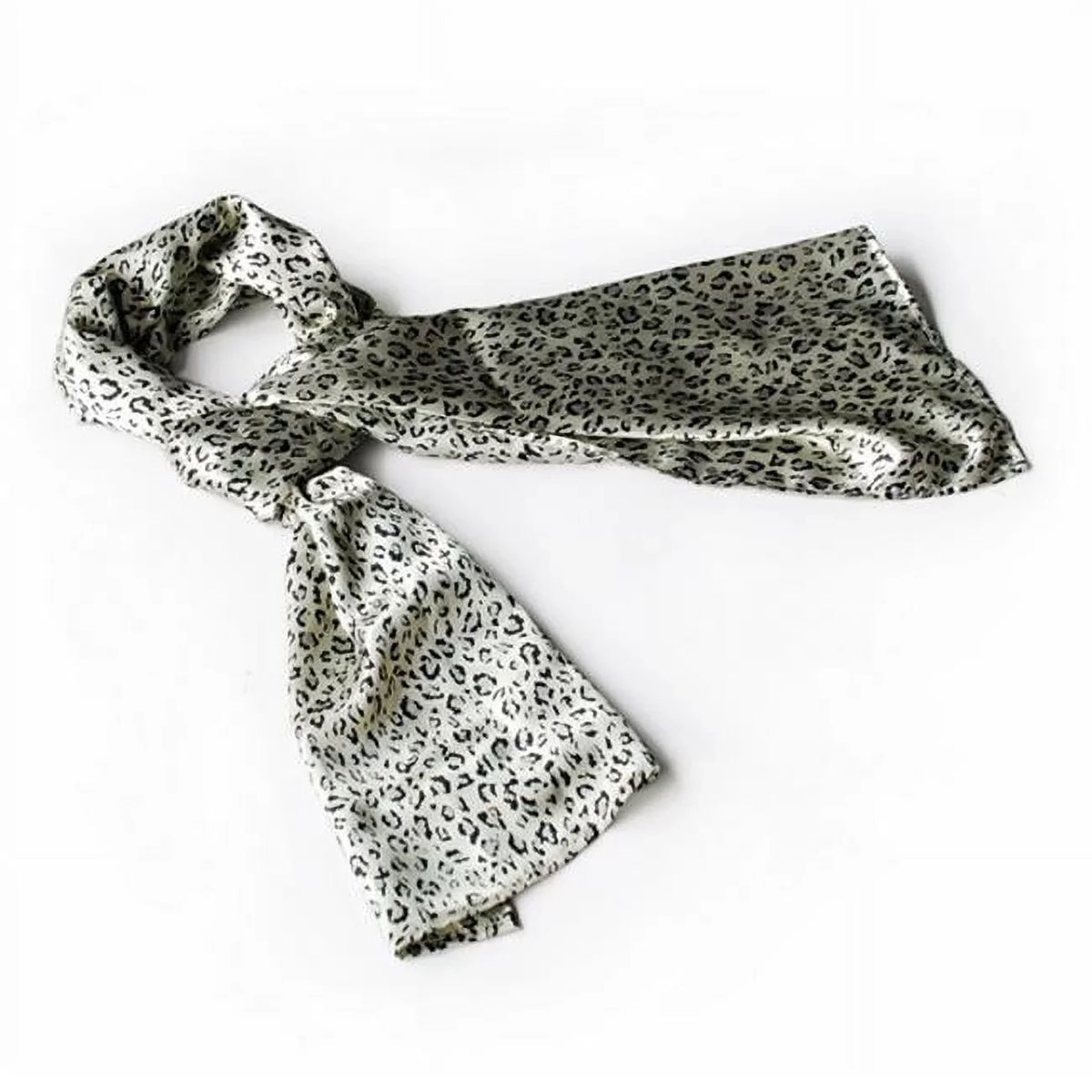 Blancho Ivory Leopard Animal Print Elegant Exquisitely Soft Silk Scarf/Wrap/Shawl - Small