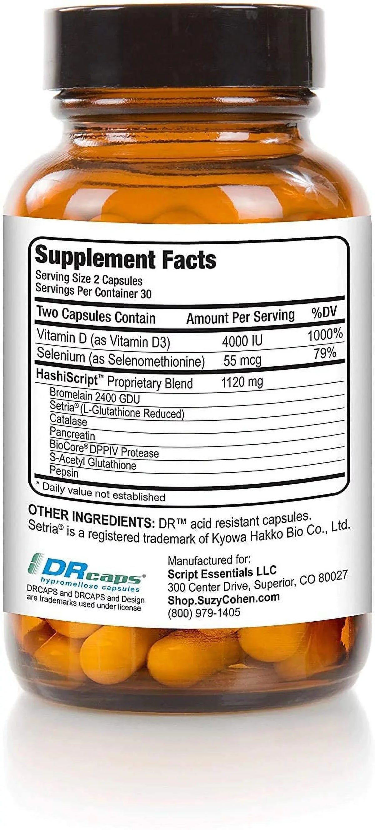HashiScript Thyroid and Immune Support Formula with Catalase and Glutathione - by Suzy Cohen
