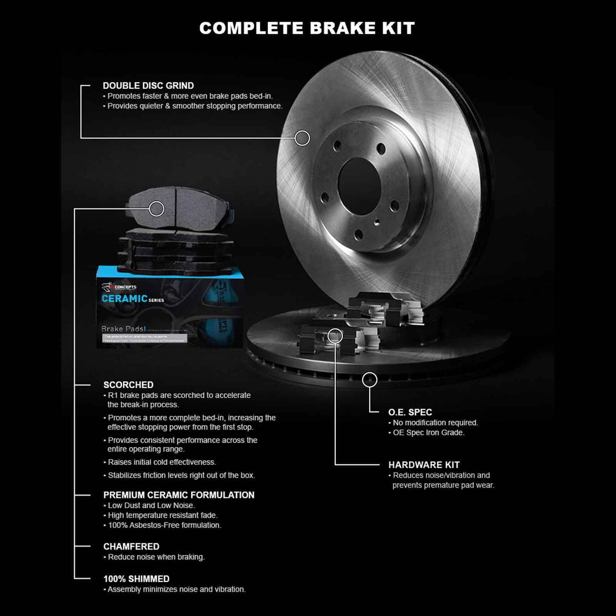 R1 Concepts Wfwh1 76176 R1 Concepts E Line Series Brake Rotor With Storage Fits select: 2012-2018 TOYOTA YARIS