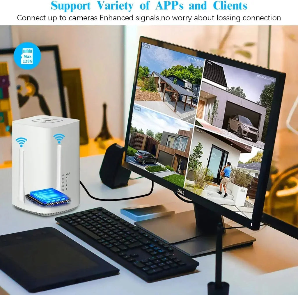 {100% Wire-Free Solar Powered} 2pcs camera system, 2-Way Audio with Antennas, 2K 3.0MP Solar Powered Wireless Camera with Rechargeable Batteries