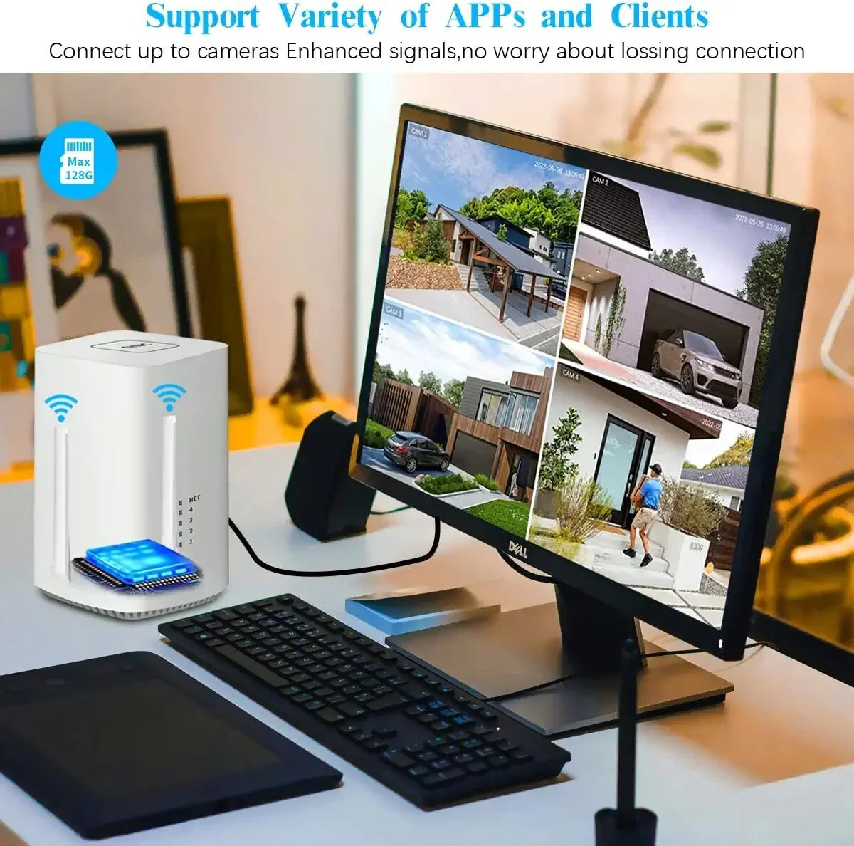 {100% Wire-Free Solar Powered} 2pcs camera system, 2-Way Audio with Antennas, 2K 3.0MP Solar Powered Wireless Camera with Rechargeable Batteries