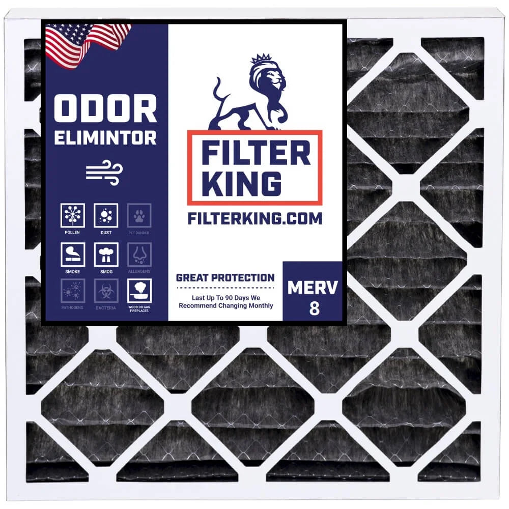 Filter King 21x21x1a Air Filter | 4-PACK | Carbon MERV 8 HVAC Pleated A/C Furnace Filters | MADE IN USA | Actual Size: 21 x 21 x .75"