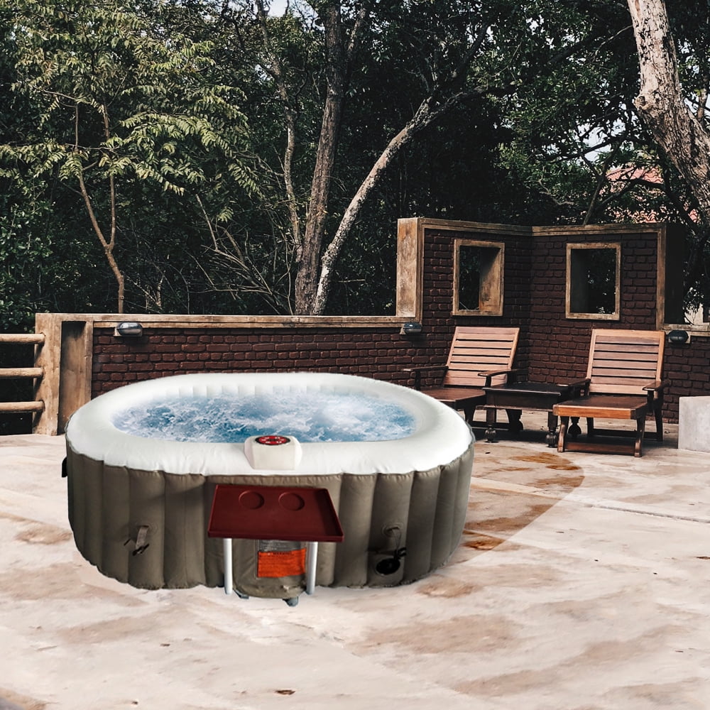ALEKO 145 Gallon 2 Person Brown Oval Inflatable Jetted Hot Tub with Cover