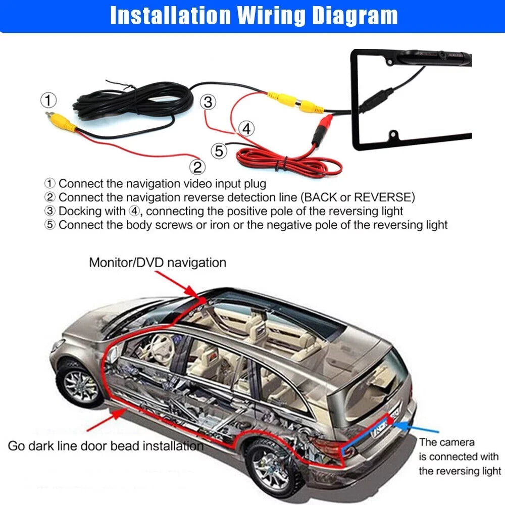 JahyElec HD Color CMOS Car License Plate Memory Mount Rear View Backup Camera 8 IR LED