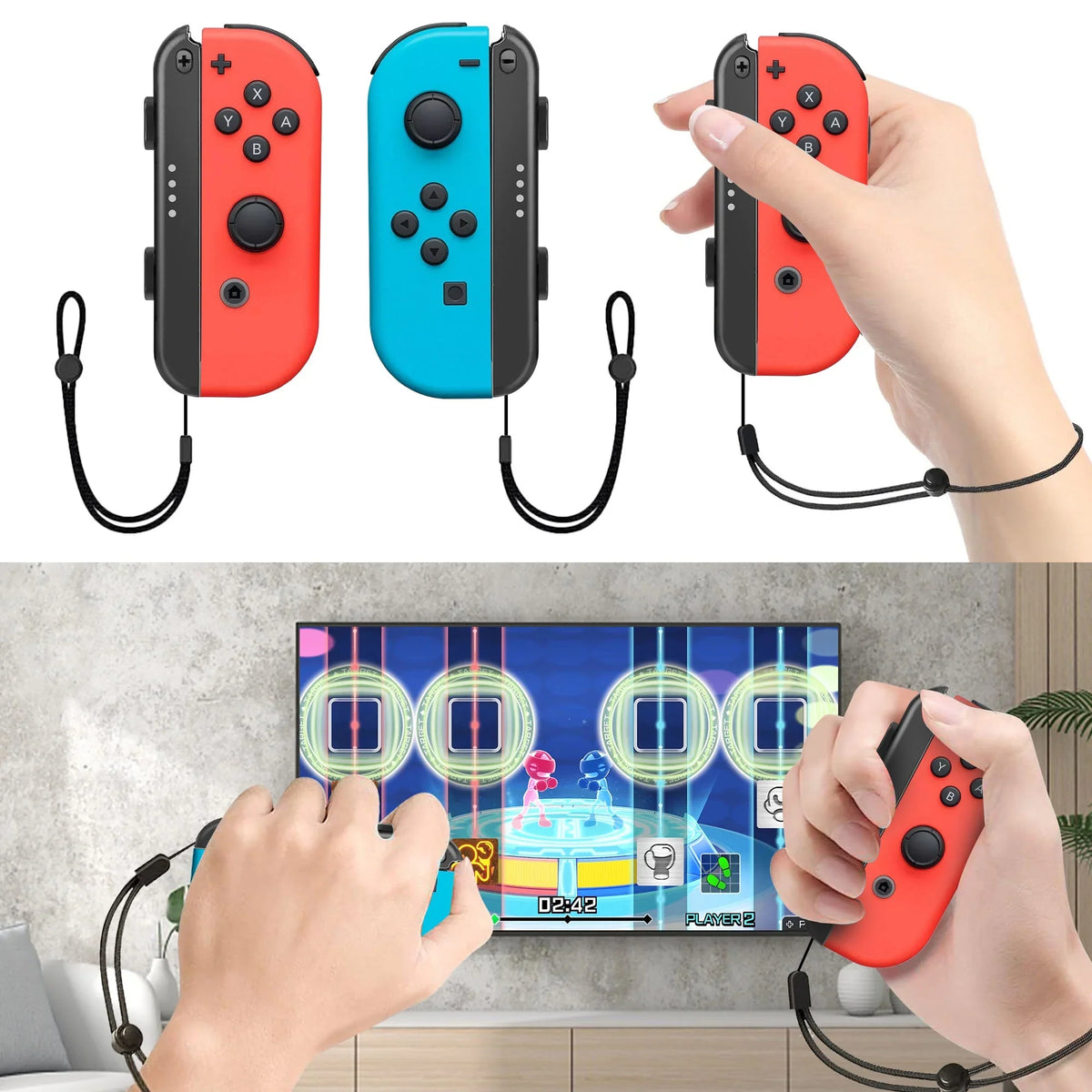 TSV 10-in-1 Switch Sports Games Accessories Kit for Nintendo Switch/OLED, Family Accessories Kit with Tennis Racket, Swords, Golf Clubs Grip, Bowling Grip, Leg/Wrist Strap