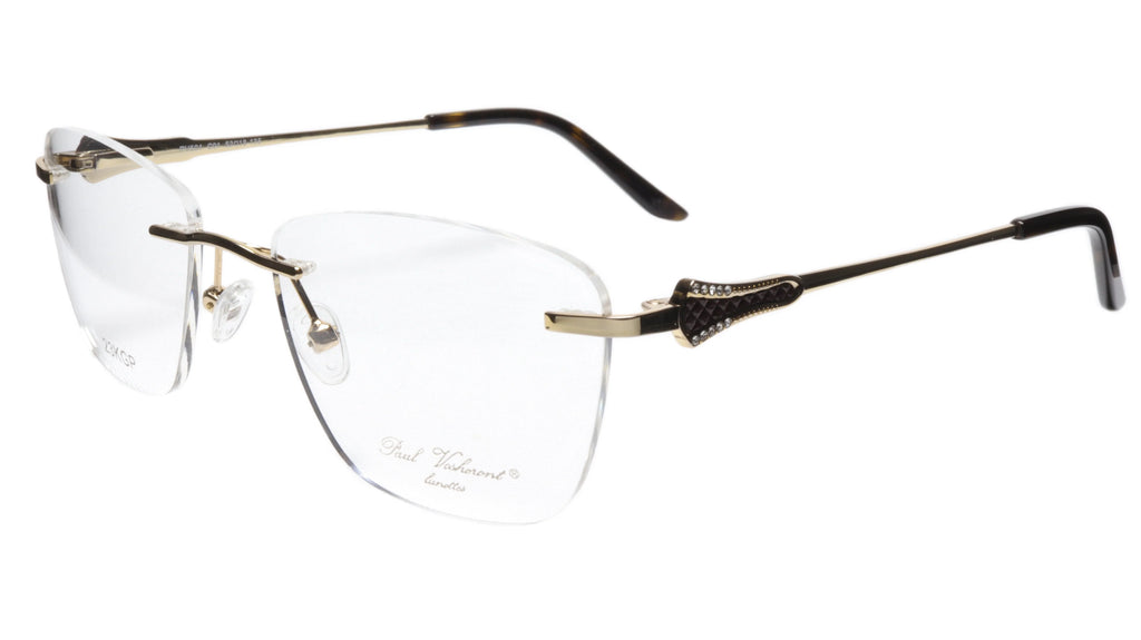 Paul Vosheront Tapered Square Gold & Black Acetate Optical Random Access Memory 52-18-135 37