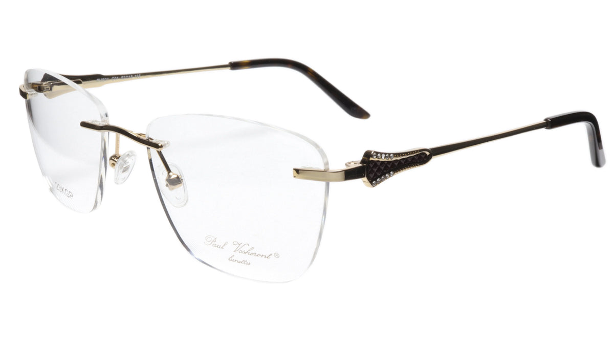 Paul Vosheront Tapered Square Gold & Black Acetate Optical Random Access Memory 52-18-135 37
