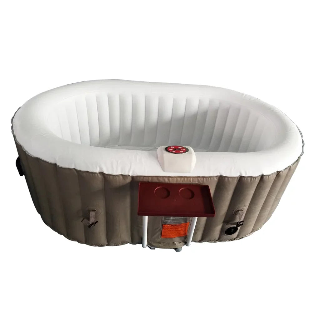 ALEKO 145 Gallon 2 Person Brown Oval Inflatable Jetted Hot Tub with Cover